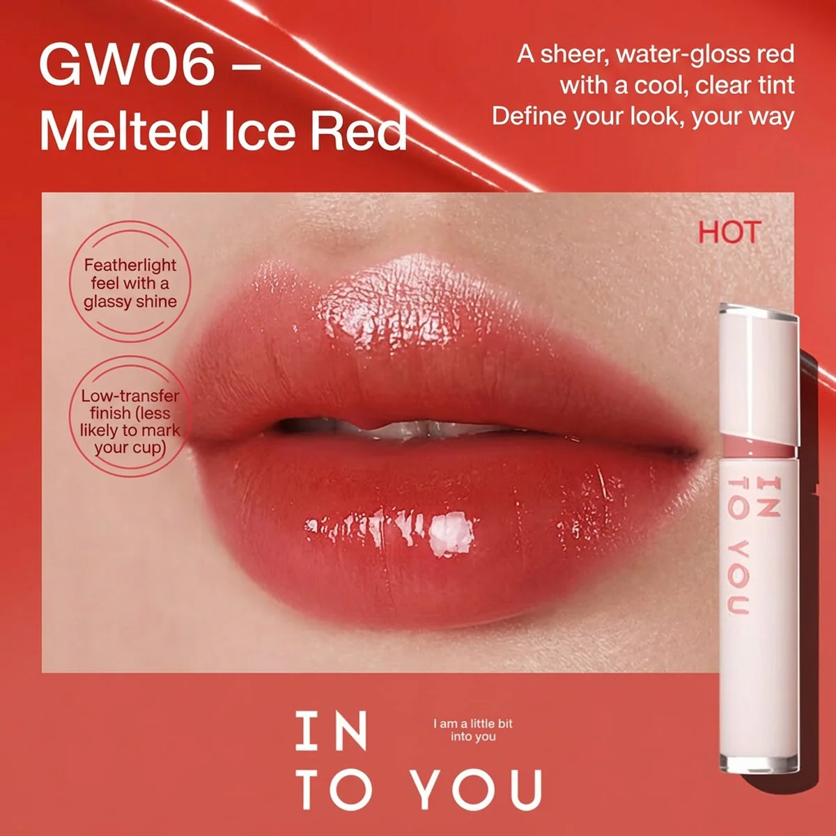 INTO YOU Mirror Lip Glaze GW06 Melting Ice Red