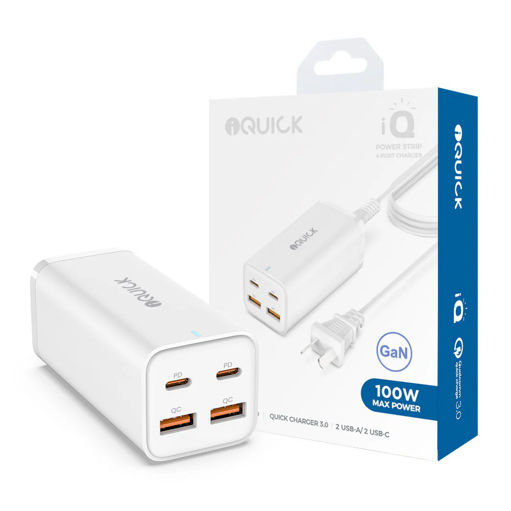 iQuick 100W GaN Charger with 2 USB-C and 2 USB-A Ports