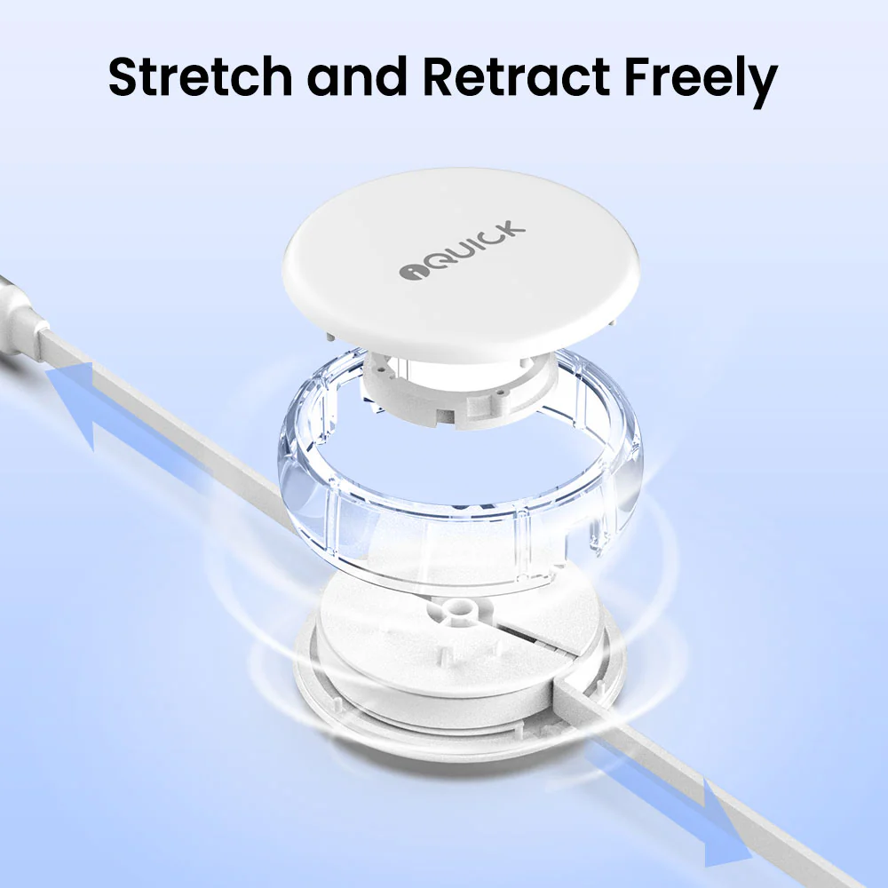 iQuick 3-in-1 Retractable Fast Charging Cable 1.2m - White - Image 4