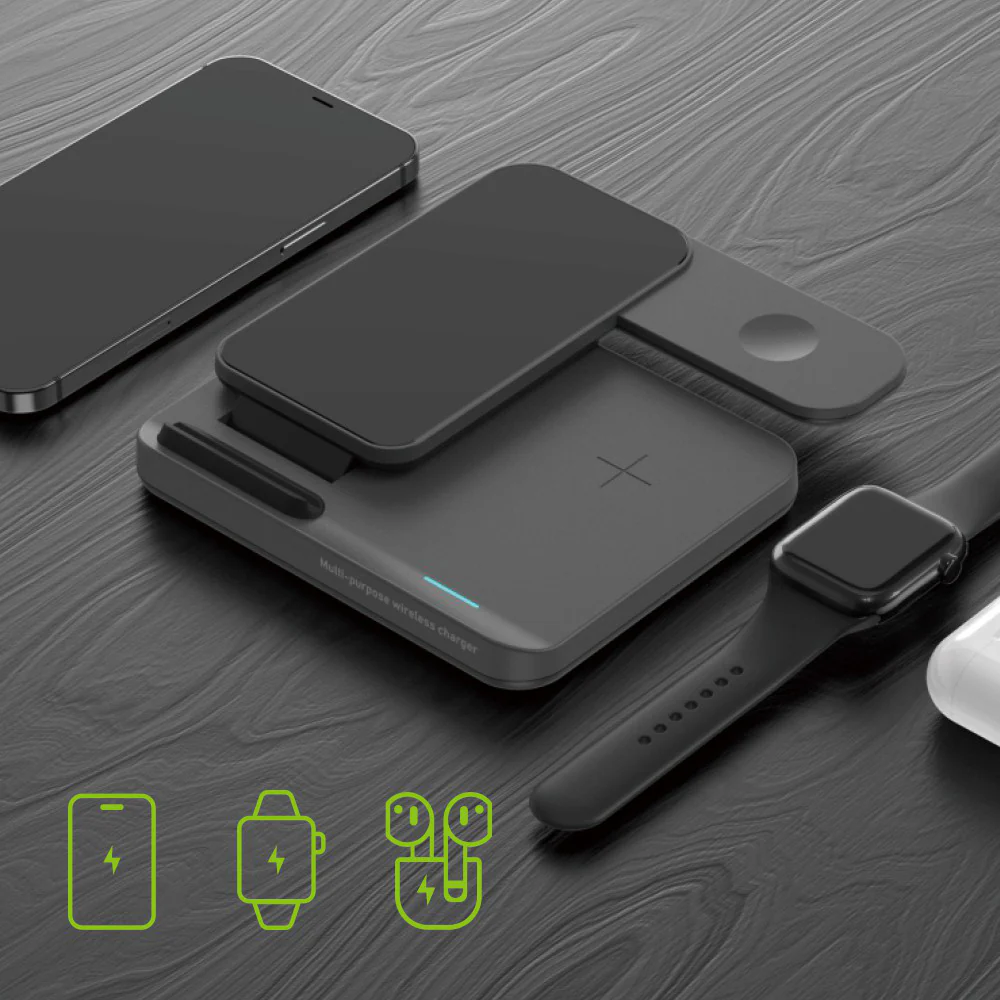 iQuick 3-in-1 Wireless Charger T5 - Black - Image 2