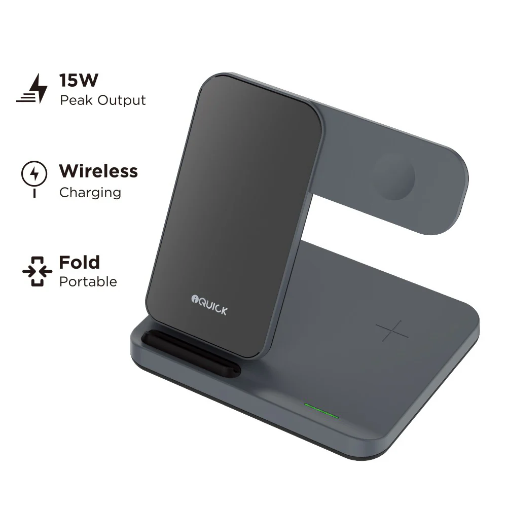 iQuick 3-in-1 Wireless Charger T5 - Black - Image 3