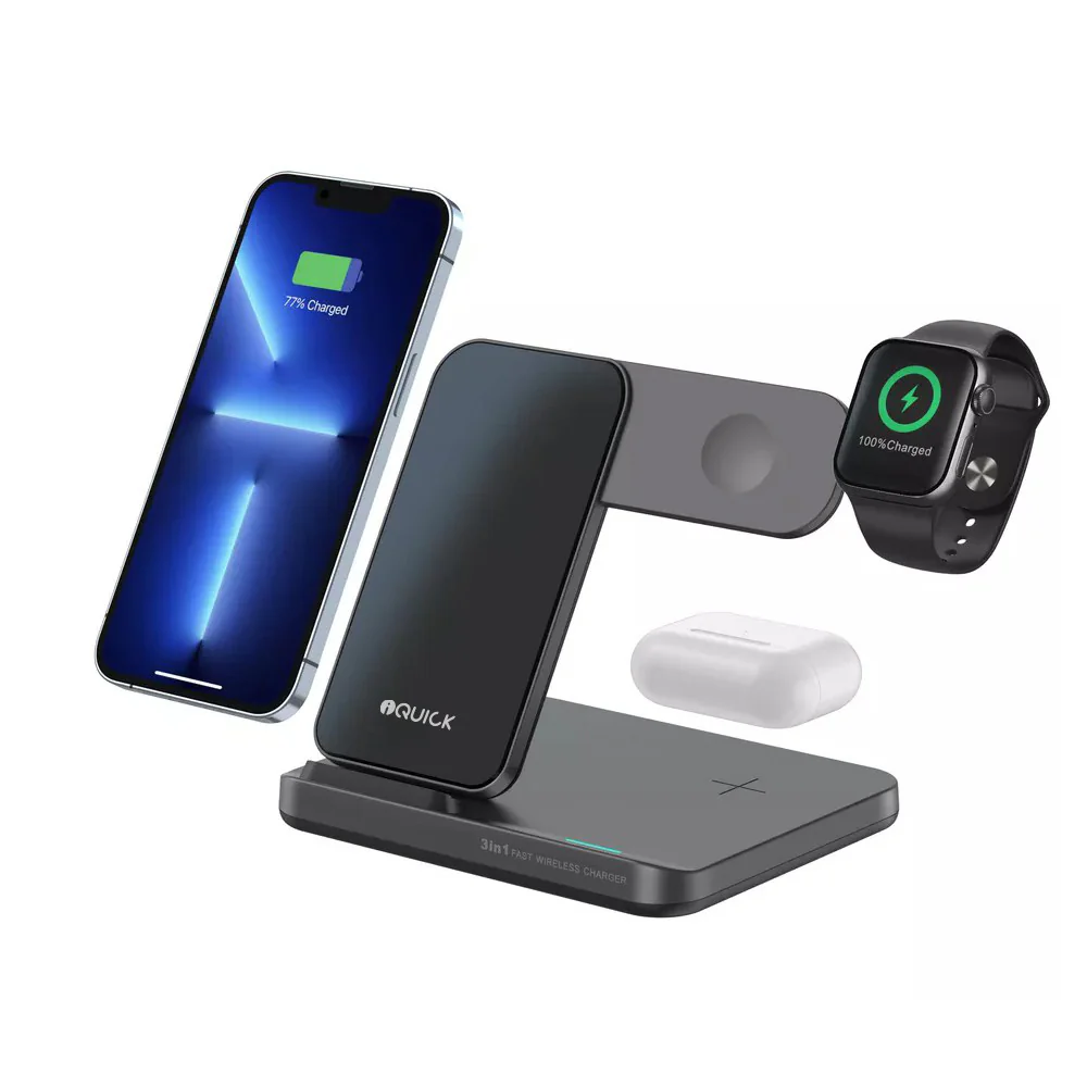 iQuick 3-in-1 Wireless Charger T5 - Black - Image 4