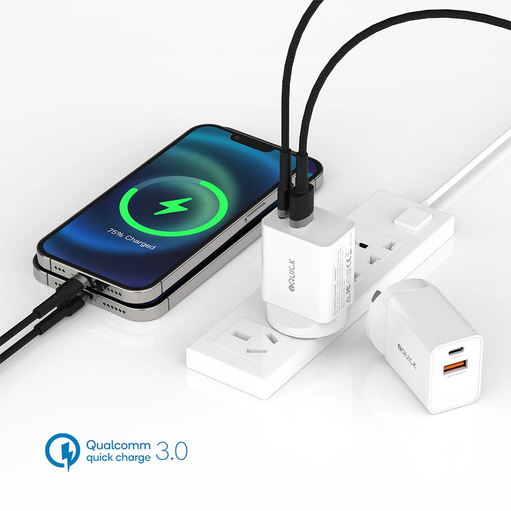 iQuick 30W PD3.0+QC3.0 Dual Port Charger - White