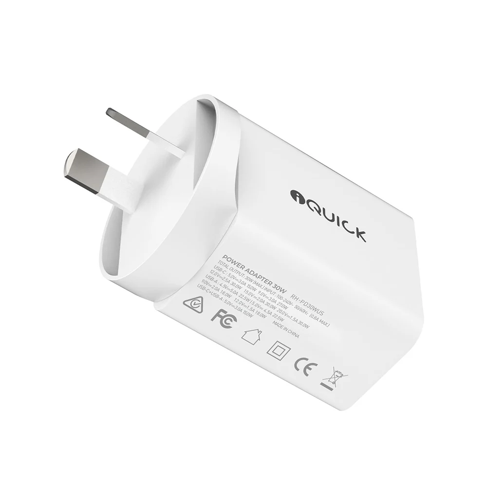 iQuick 30W PD3.0+QC3.0 Dual Port Charger - White - Image 4