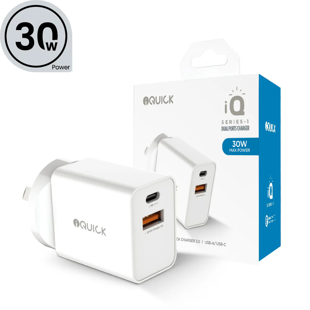 iQuick 30W PD3.0+QC3.0 Dual Port Charger - White - Image 5
