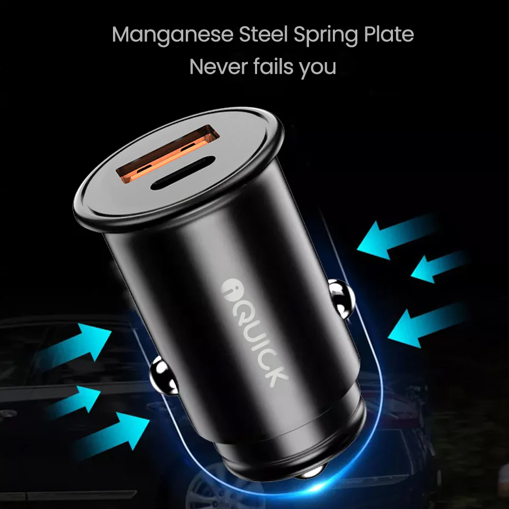 iQuick 38W Fast Car Charger with USB-A & USB-C Ports - Image 2