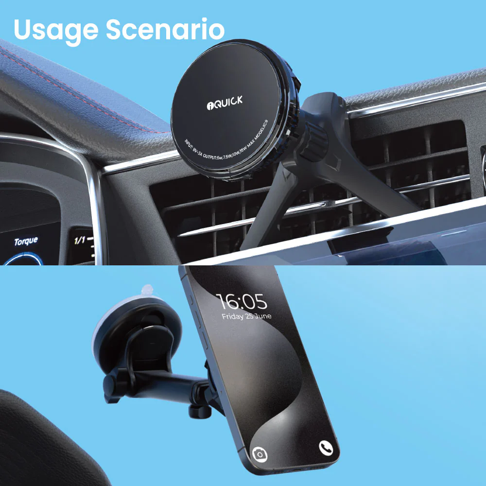 iQuick Magnetic Car Charger - Black - Image 5