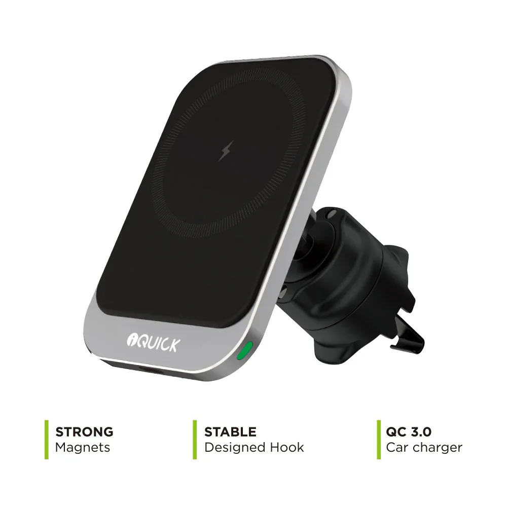 iQuick Magnetic Pad Air Vent Car Mount - 15W - Image 3