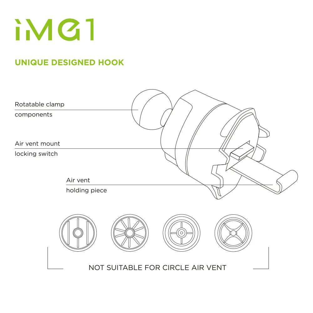 iQuick Magnetic Pad Air Vent Car Mount - 15W - Image 4