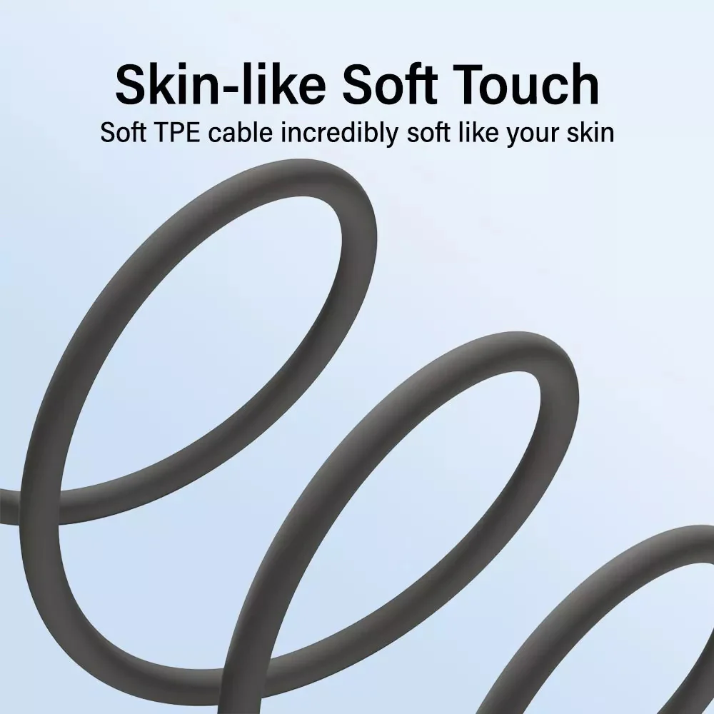 iQuick Silicone Charging Cable USB to Type-C 3m Black - Image 3