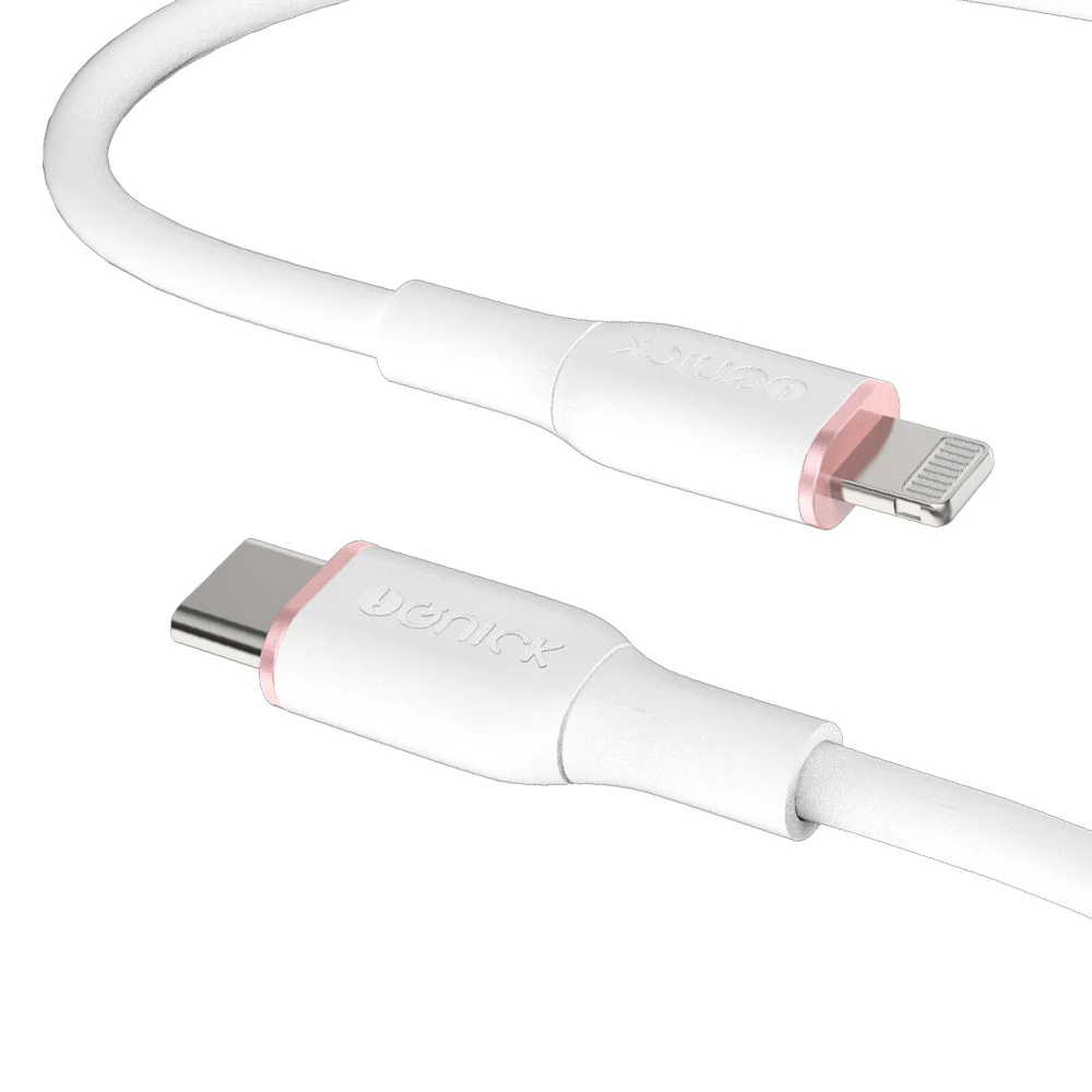 iQuick Silicone Charging Data Cable Type-C to Lightning 0.5m White - Image 4
