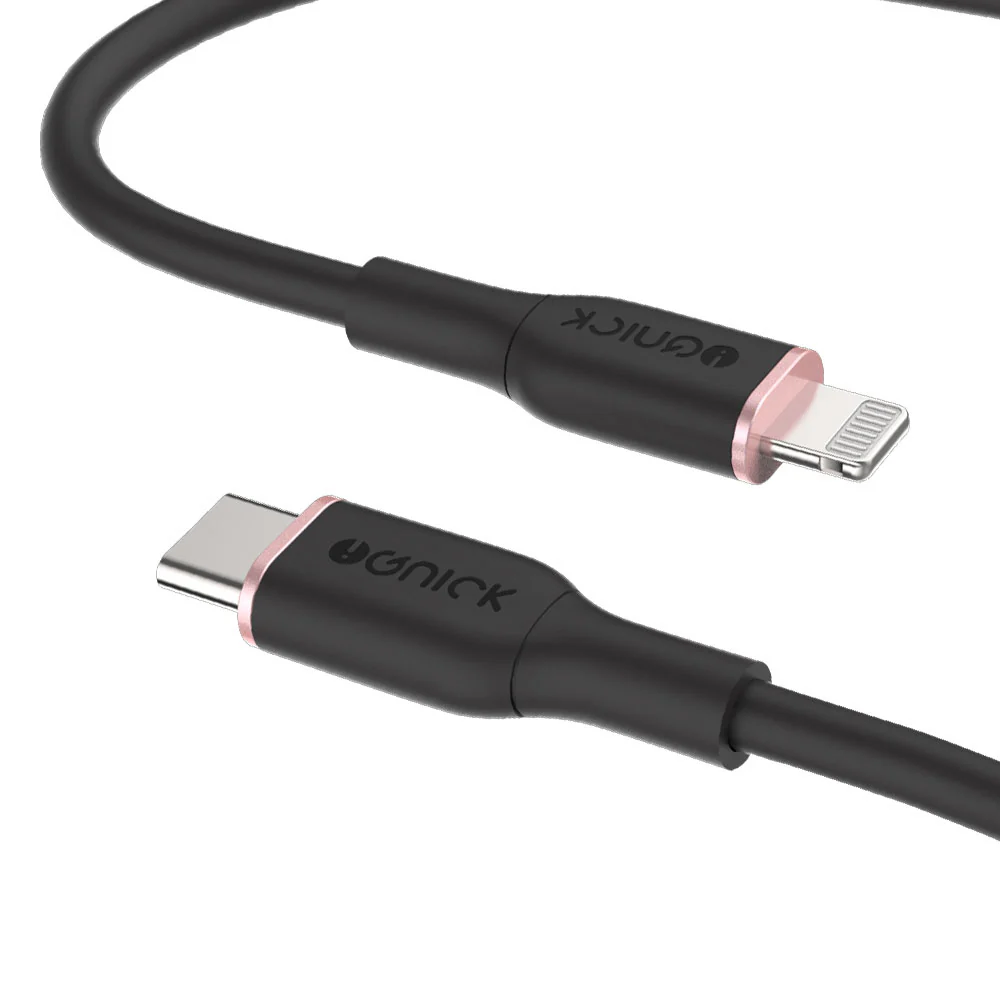 iQuick Silicone Charging Data Cable Type-C to Lightning 3m Black - Image 4