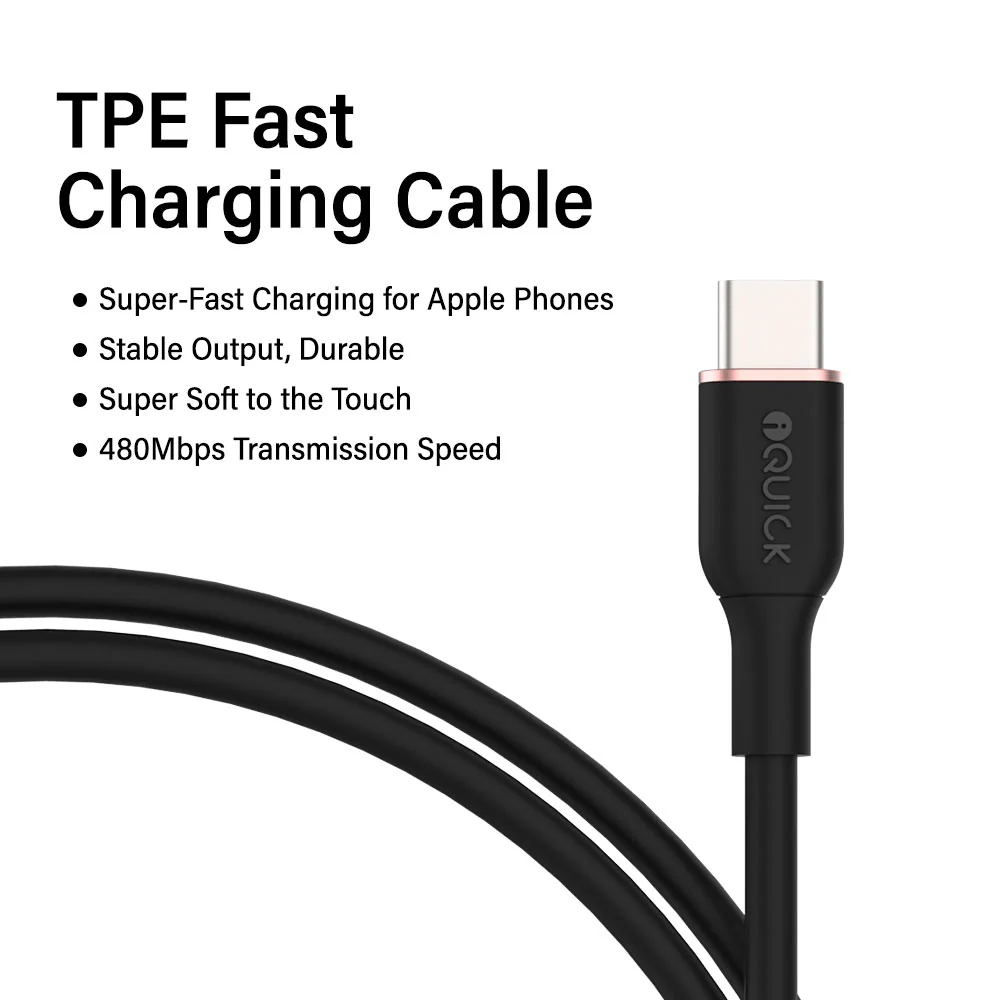 iQuick Silicone Charging Data Cable Type-C to Type-C 3m White - Image 3