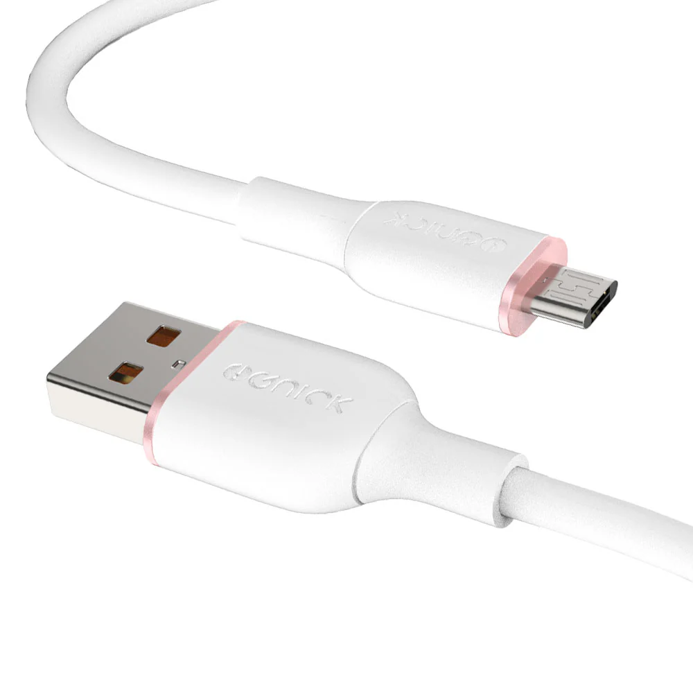 iQuick Silicone Charging Data Cable USB to Micro USB 1m White - Image 5