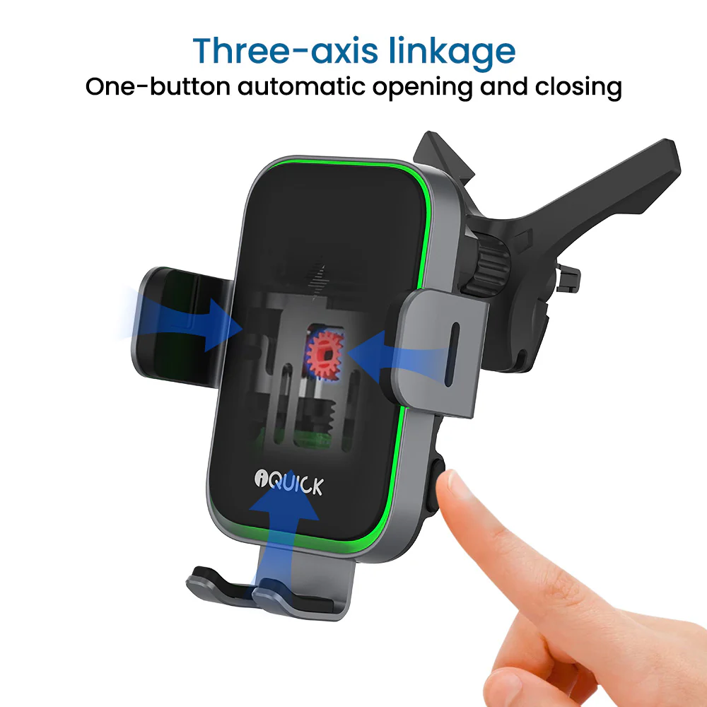 iQuick Wireless Car Charger Mount iOX3 - Black - Image 4