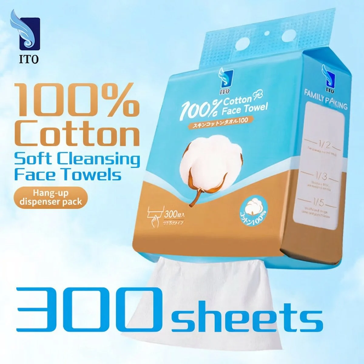 ITO 100% Cotton Face Towels - 300 Sheets - Image 2