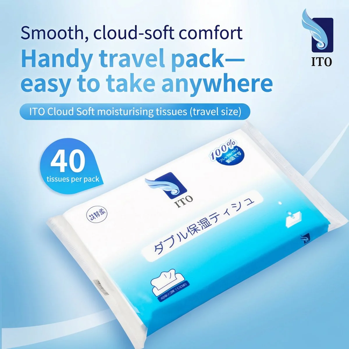 ITO Double Moisturising Cloud-Soft Facial Tissues – 3 Packs x 40 Sheets - Image 4