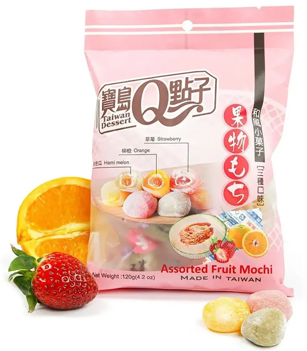 Jia Hui Xiang Assorted Fruit Mochi - Hami Melon, Orange, Strawberry - 120g - Image 2