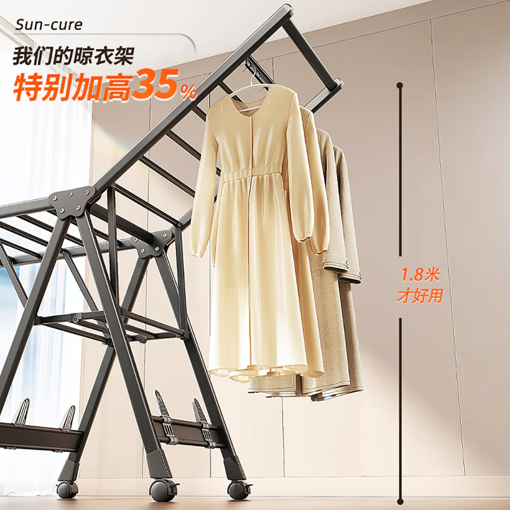 Jiabanshou 1.6m Thickened Aluminum Alloy Folding Clothes Drying Rack - Image 2