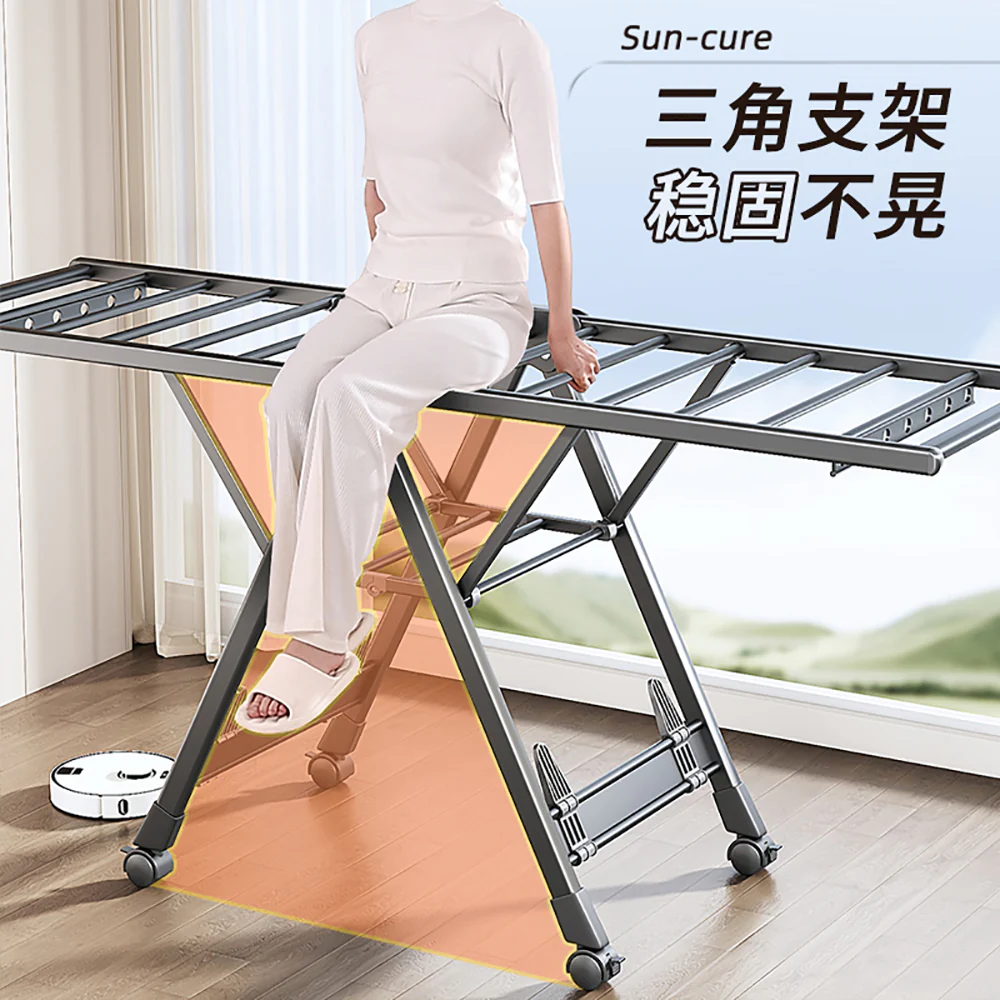 Jiabanshou 1.6m Thickened Aluminum Alloy Folding Clothes Drying Rack - Image 4
