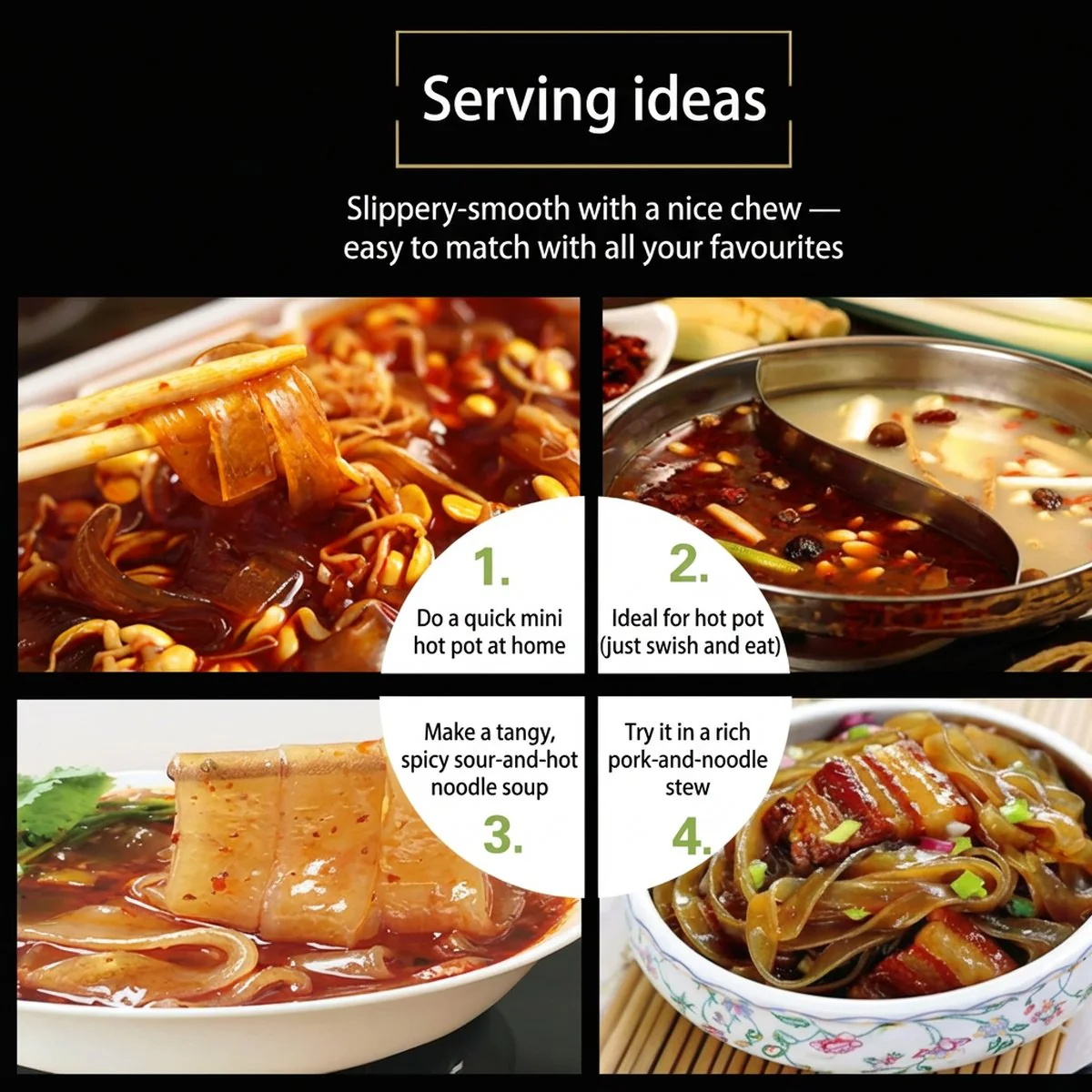 Jiao Zhi Sichuan Hotpot Vermicelli 240g - Wide Sweet Potato Glass Noodles - Image 3