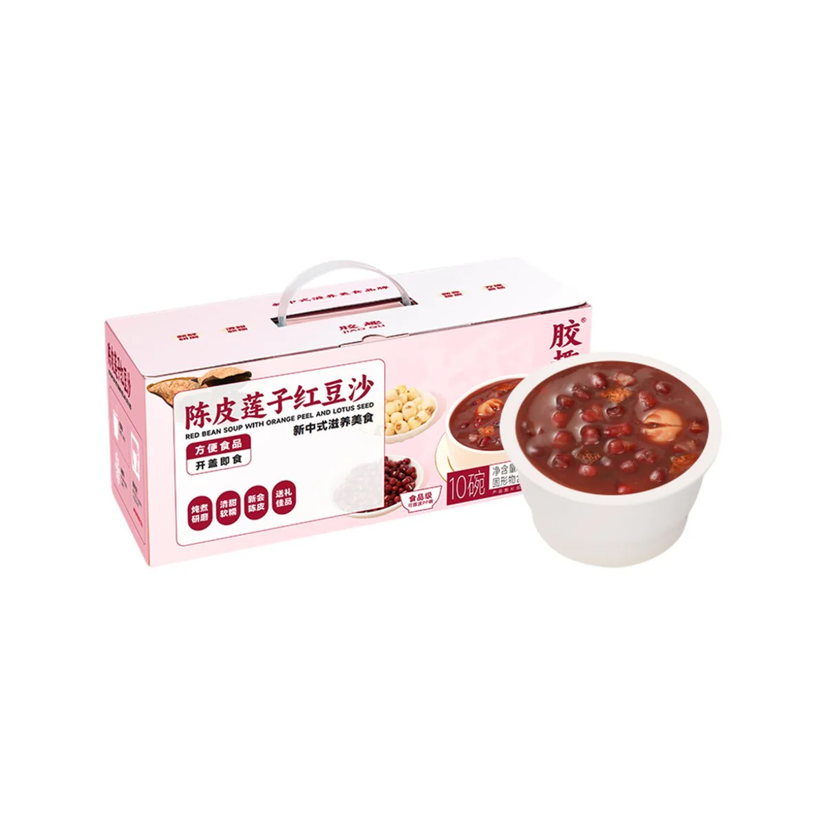 Jiaoqu Red Bean Dessert Soup with Orange Peel & Lotus Seeds 180g x 10 - Cantonese Sweet Soup