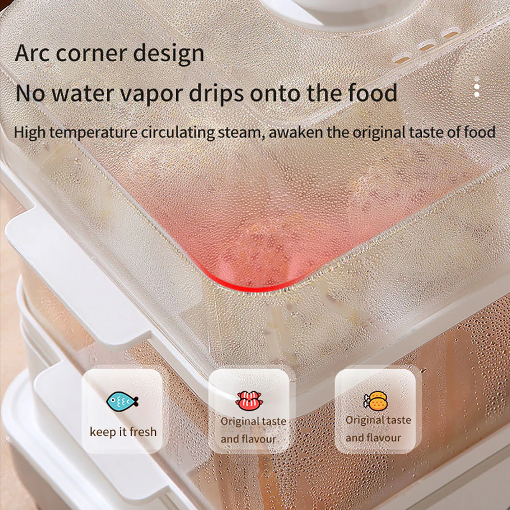 JIASHI Transparent Three-Tier Electric Steamer 18L - Image 3