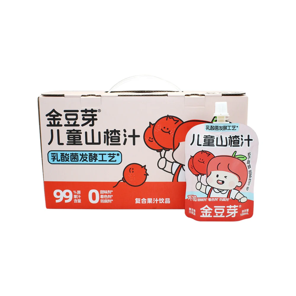Jindouya Kids Hawthorn Juice – 100ml x 13 Pouches - Lactic-Fermented Fruit Drink