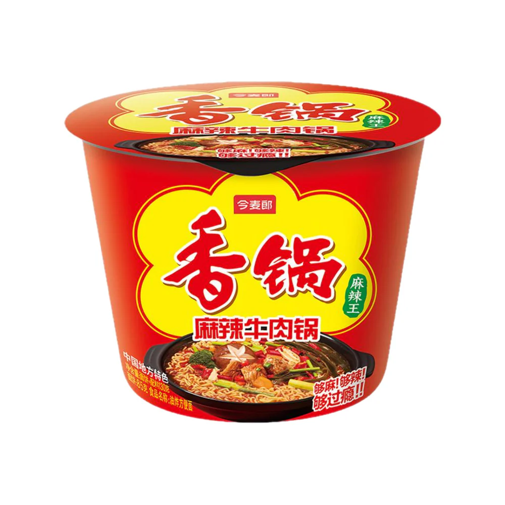 Jinmailang 1.5 Bowl Instant Noodles - Mala Spicy Beef Hot Pot Flavor 157g - Cup Noodles
