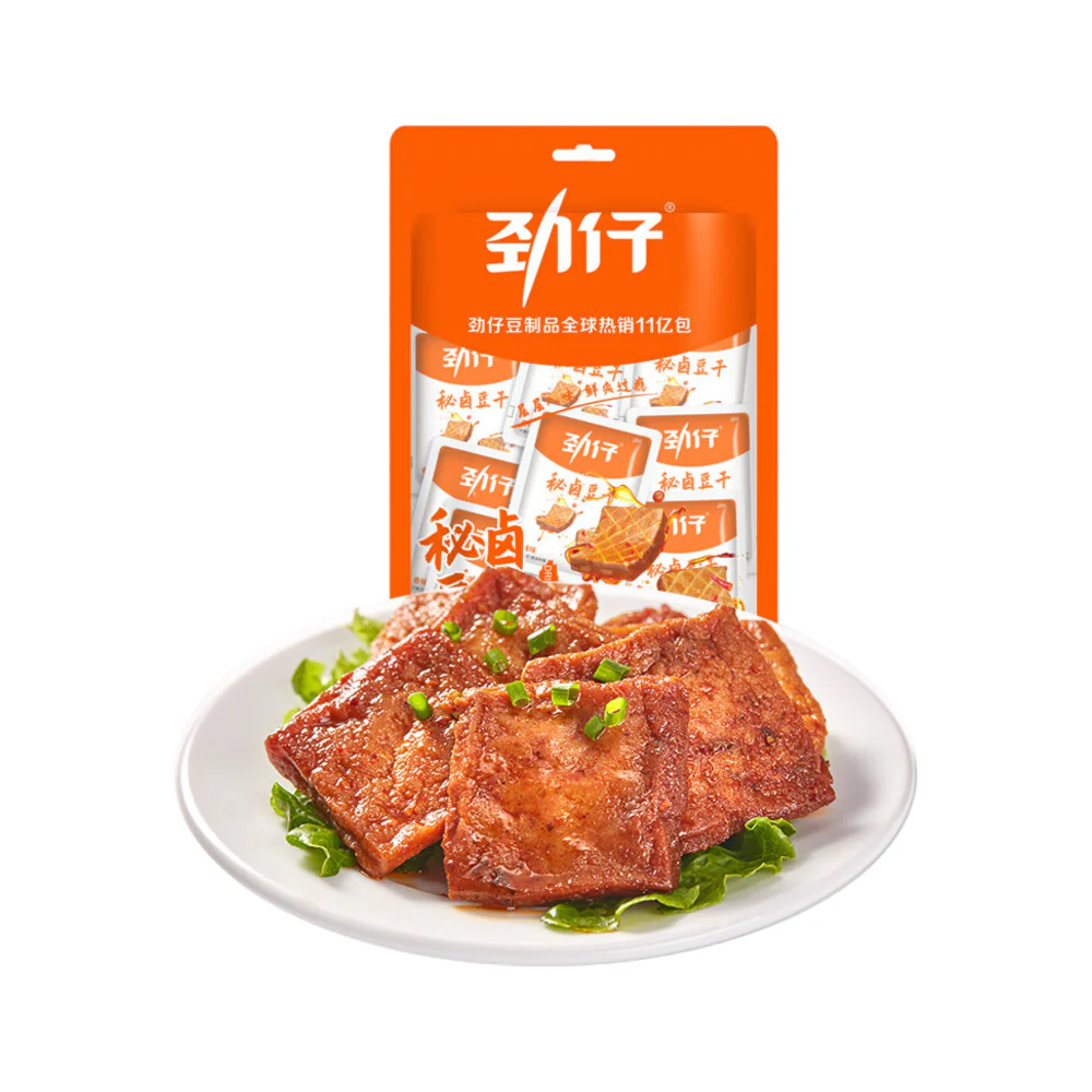 Jinzai Secret-Braised Tofu Snack – Savory Soy Sauce Flavor 108g - Braised Dougan Soybean Curd Snack