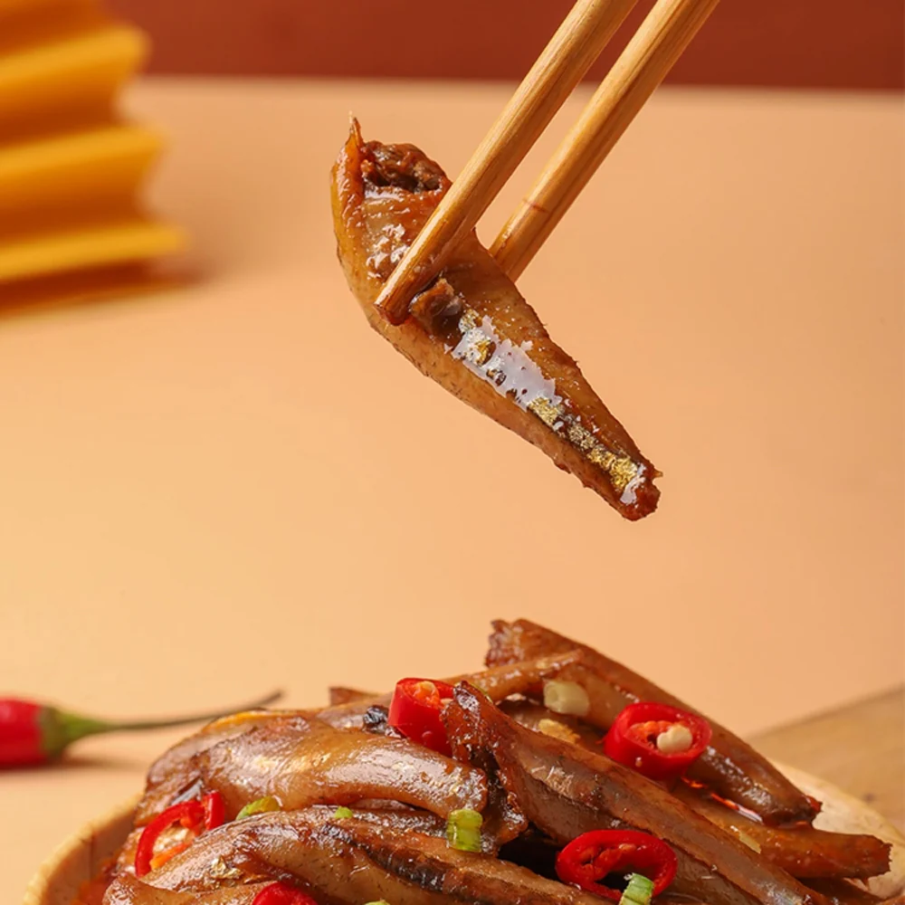 Jinzai Spicy Deep-Sea Mini Fish Snack 110g – Chinese Spicy Seafood Snack - Image 3
