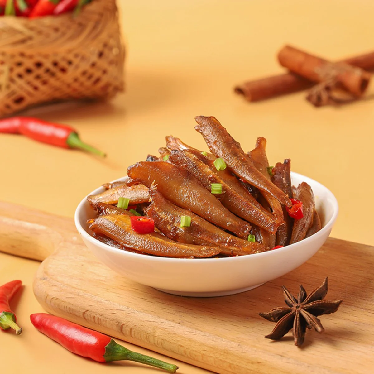 Jinzai Spicy Mala Deep-Sea Anchovy Snack 110g - Image 2