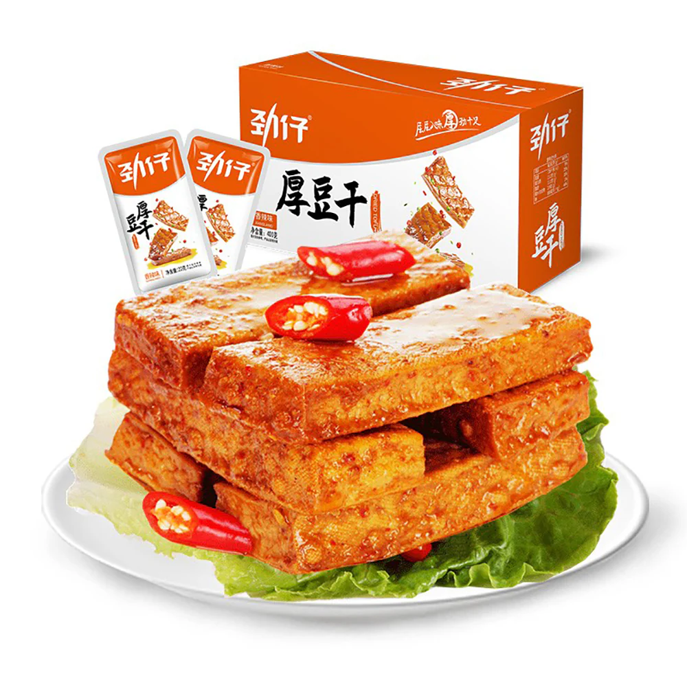 Jinzai Spicy Thick Tofu Snack - 20 Packs of 20g