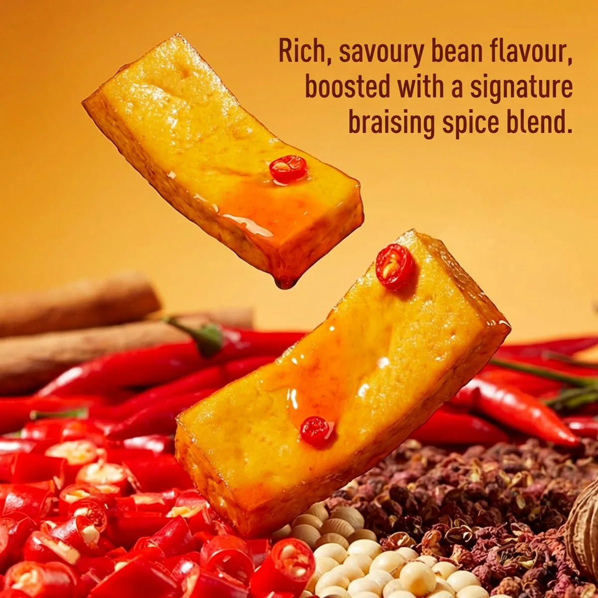 Jinzai Thick-Cut Mala Spicy Dried Tofu – 108g – Chewy Bean Curd Snack - Image 4
