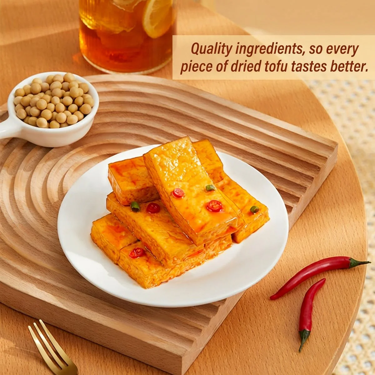 Jinzai Thick Dried Tofu – Spicy Flavor 108g - Bean Curd Snack - Image 2
