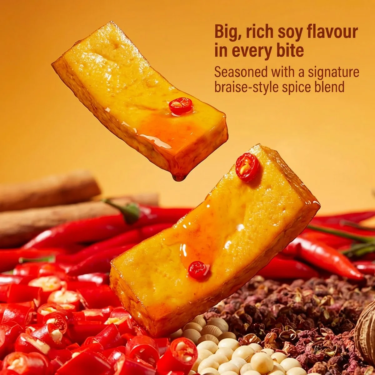 Jinzai Thick Dried Tofu – Spicy Flavor 108g - Bean Curd Snack - Image 4