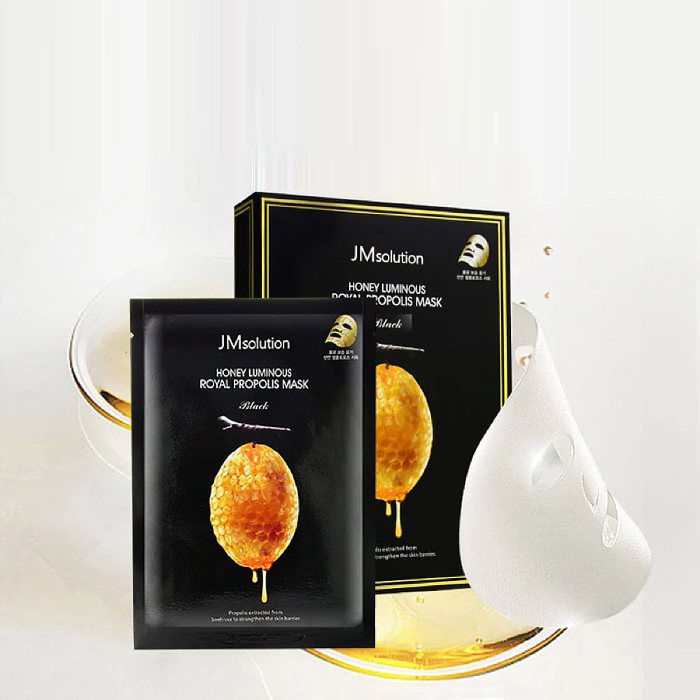 JMsolution Honey Luminous Royal Propolis Mask Black Edition - 10 Sheets - Image 3