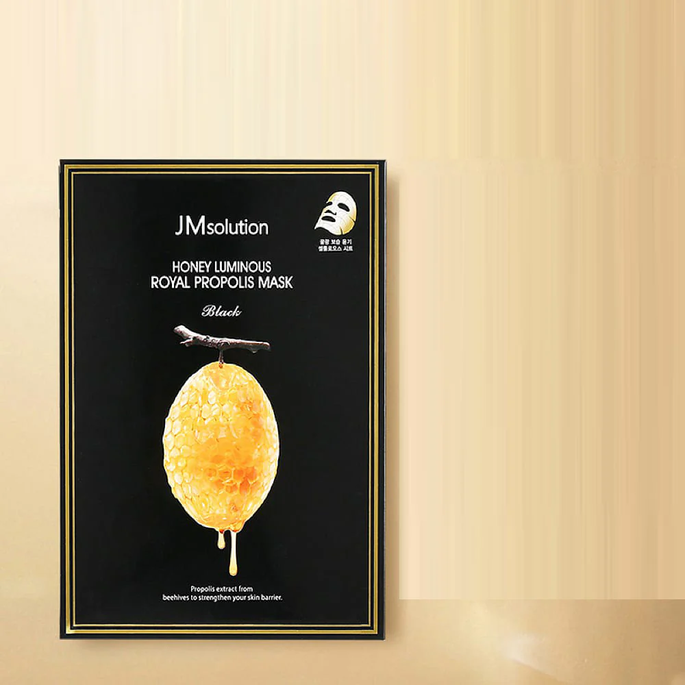 JMsolution Honey Luminous Royal Propolis Mask Black Edition - 10 Sheets - Image 4