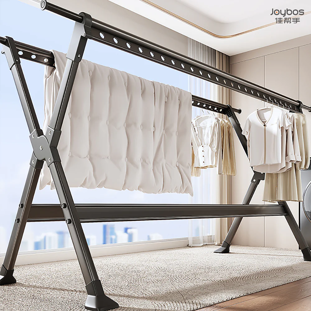 Joybos 2.5m Telescopic Folding Clothes Drying Rack - Gunmetal Grey, Upgraded Version - Image 2