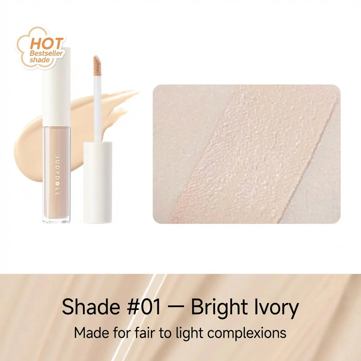 Judydoll Cloud-Soft Seamless Concealer 3.2g - Crease-Free, Natural Coverage - 3 Shades - Image 5