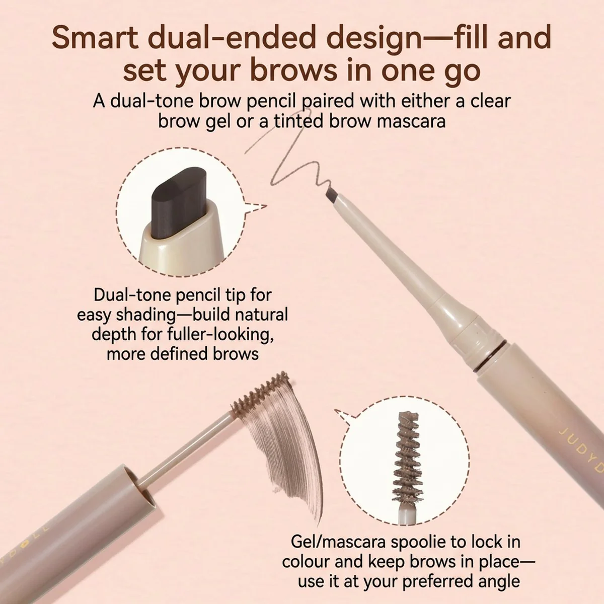 Judydoll Dual-Ended Eyebrow Pencil & Tinted Brow Gel #03 Brown Coffee 1.26g - Image 4