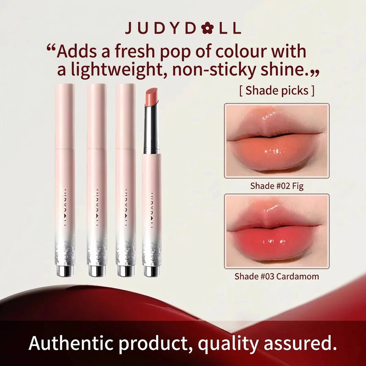 Judydoll Gloss Balm Stick 2.4g – Sheer, Non-Sticky Shine - Multiple Shades Available