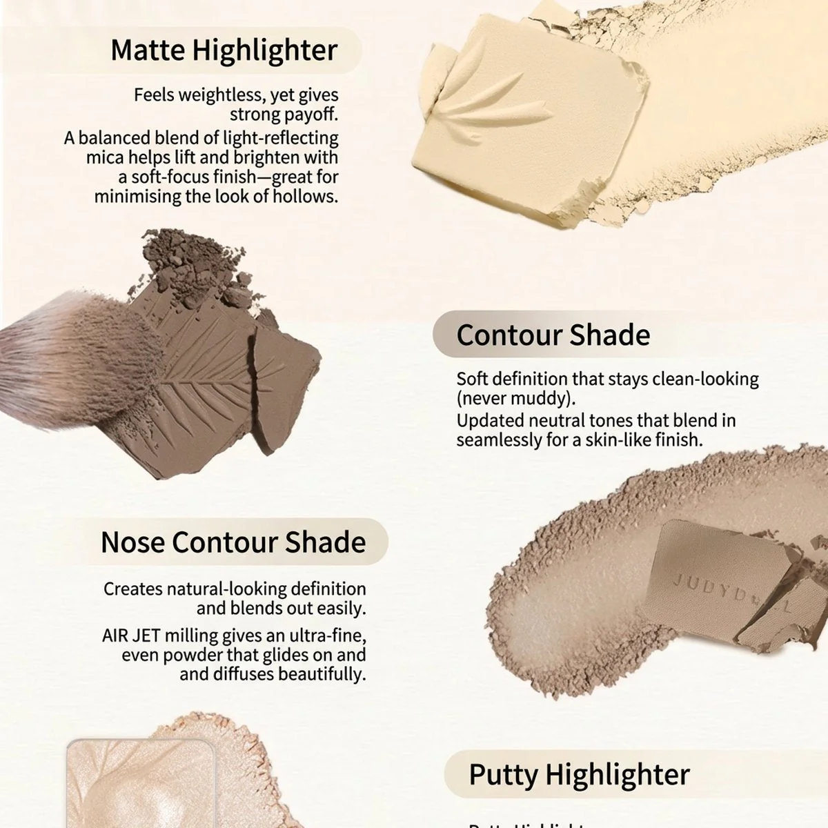 Judydoll Orange Duo Face Highlight & Contour Palette 02 - Image 5