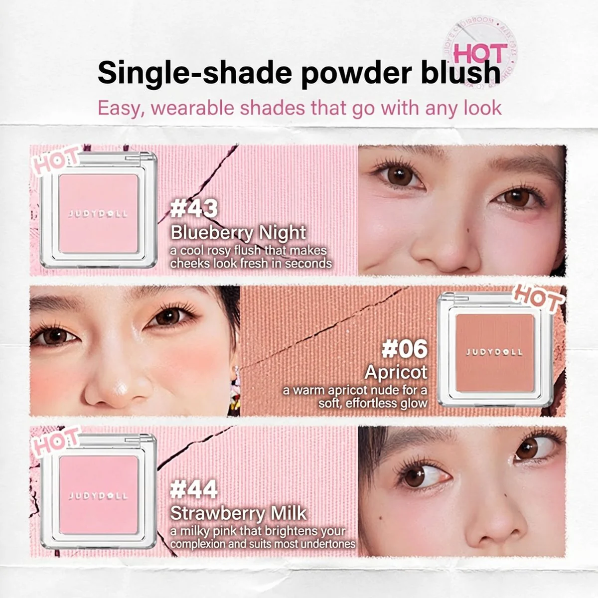 Judydoll Single Color Blush #06 Apricot - Image 2