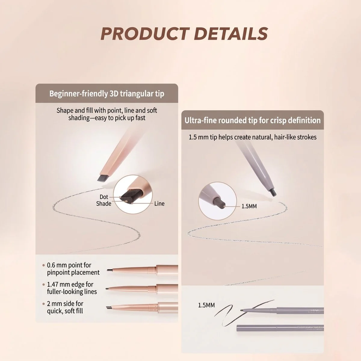 Judydoll Soft-Focus Brow Shaping Pencil 1.8g – 4 Shades - Dual-Ended Brow Definer with Spoolie - Image 3
