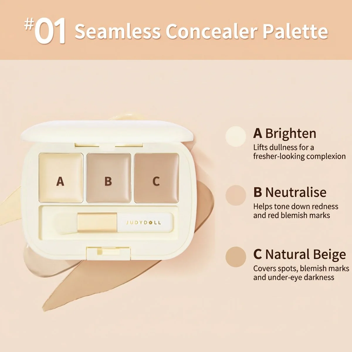 Judydoll Three-Color Concealer Palette #01