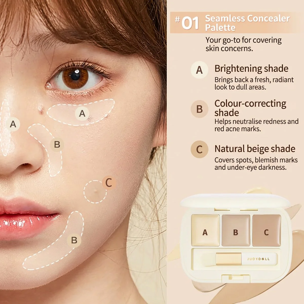Judydoll Three-Color Concealer Palette #01 - Image 2