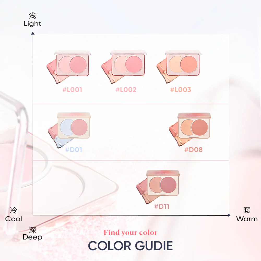 Judydoll Two-Tone Powder Blush 6g – 4 Shade Duos - Image 3
