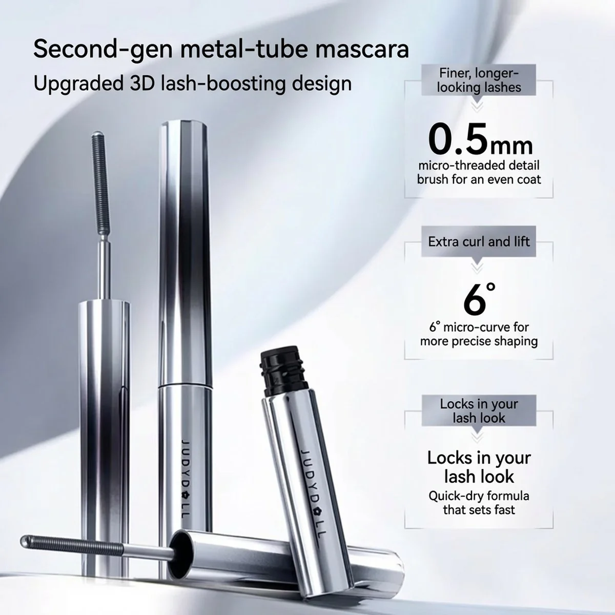 Judydoll Ultra-Fine Metal Mascara #02 Brown 2g - Precision Lower Lash Mascara - Image 3