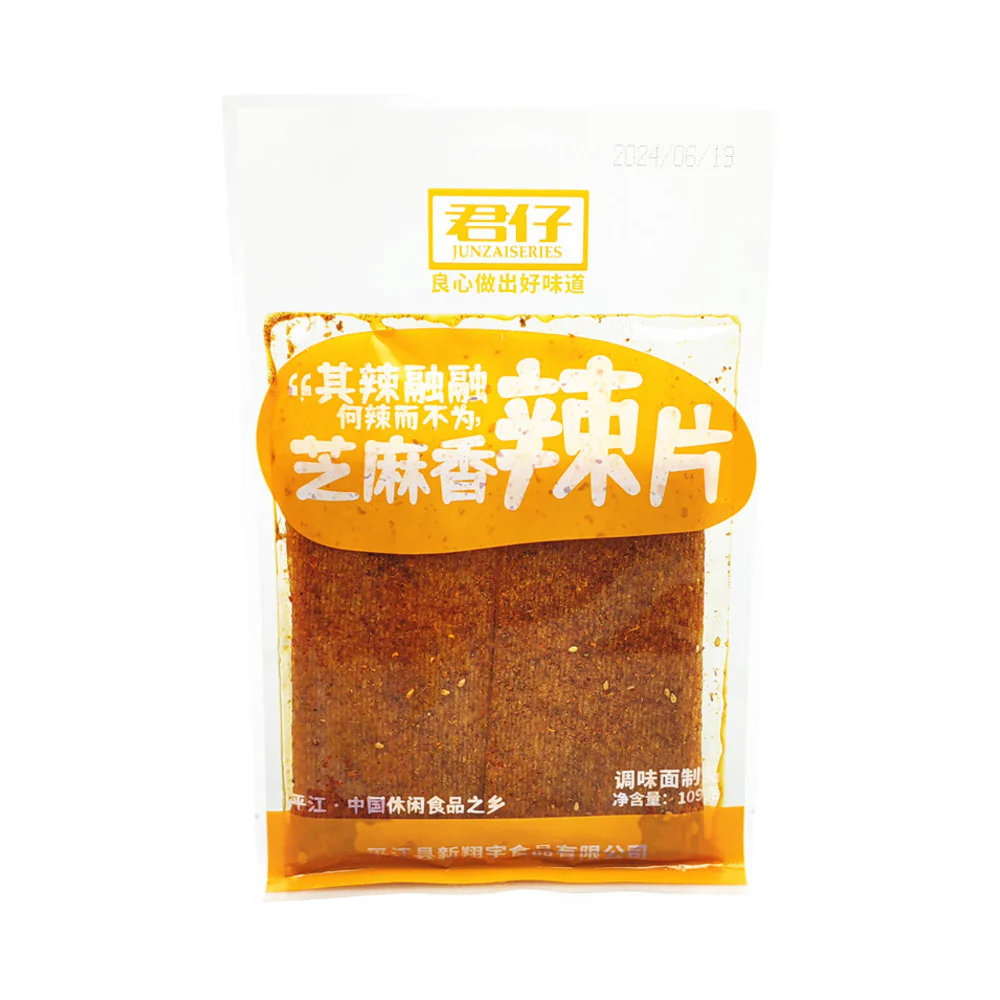 Junzai Spicy Sesame Chilli Snack Slices 109g - Chinese Wheat Snack Sheets